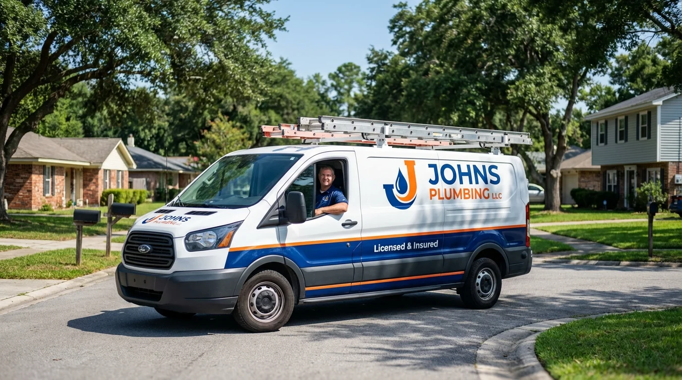 Johns Plumbing LLC service van in Potosi, MO