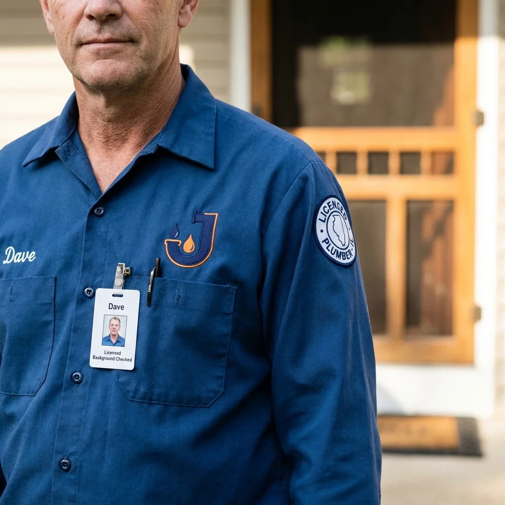 Licensed plumber showing ID badge in Potosi, MO