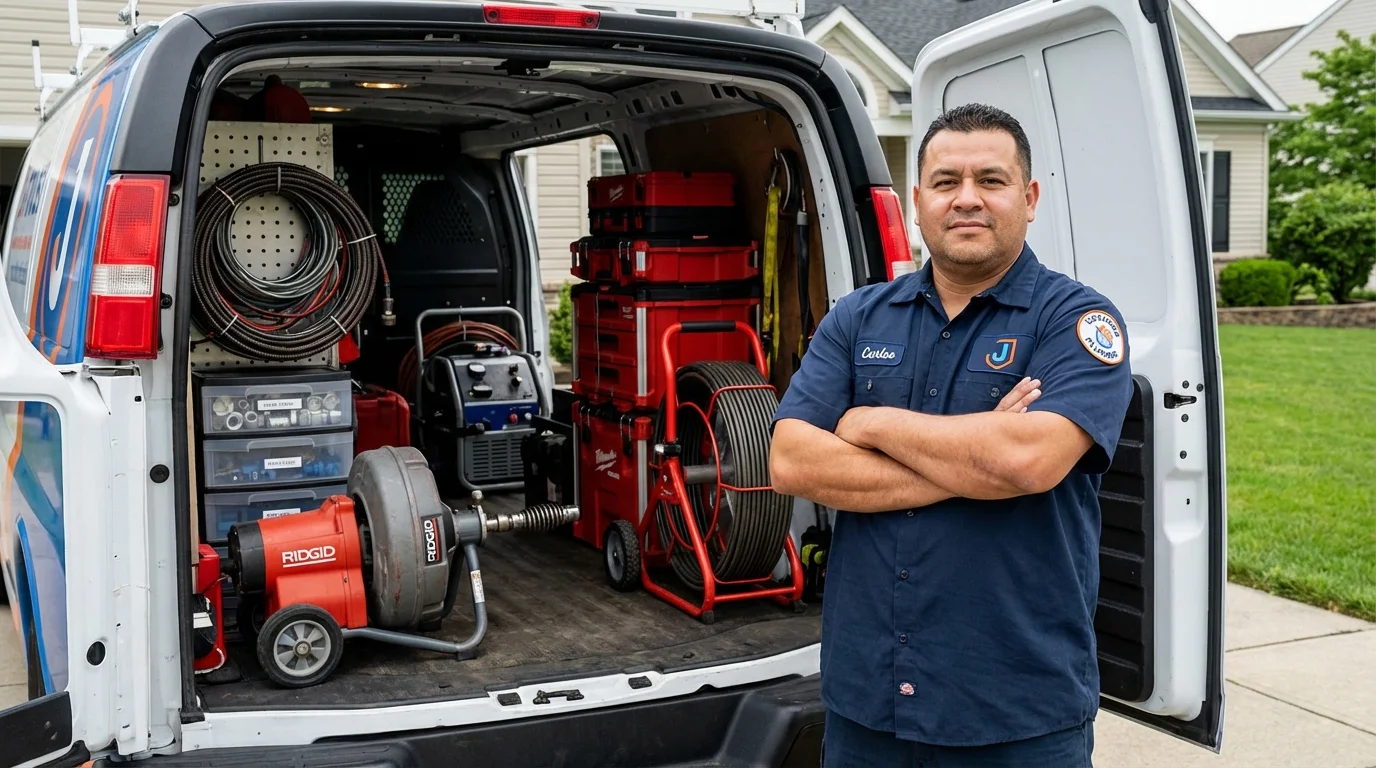 Professional drain cleaning equipment and Johns Plumbing LLC plumber in Potosi