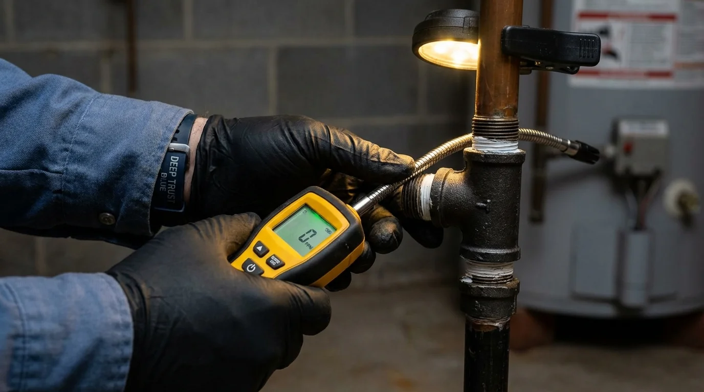 Gas leak detection with electronic sniffer by Johns Plumbing LLC in Potosi