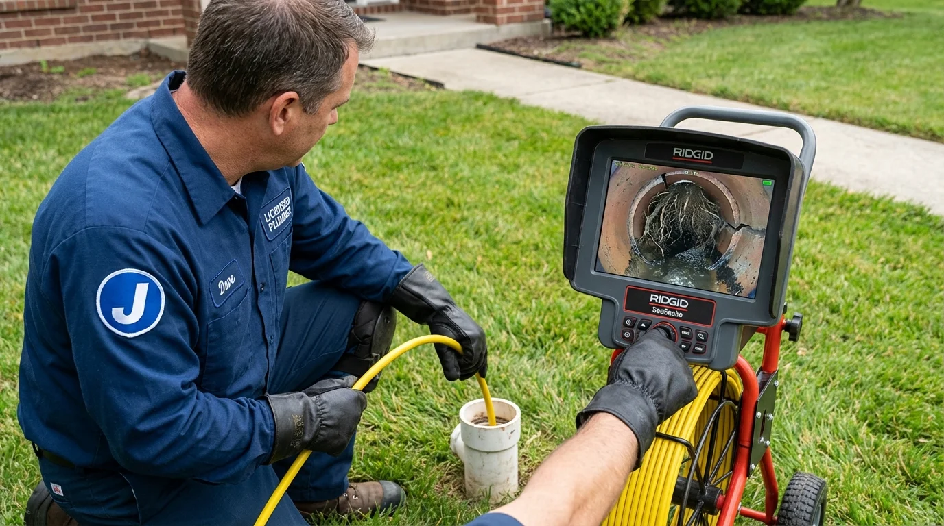 Sewer camera inspection being performed by Johns Plumbing LLC in Potosi